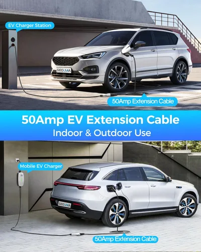 Vista 5 de Cable de extensión de cargador EV, cable de extensión J1772 de 50 amperios de 20 pies compatible con cargador EV de nivel 1/nivel 2, cable
