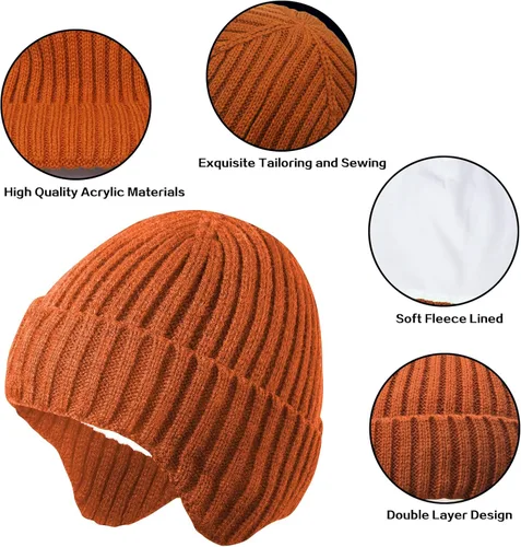 Vista 2 de MaxNova Gorro de invierno para bebé, gorro de punto con orejeras para niños y niñas de 0 a 8 años