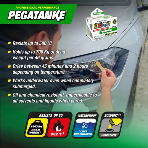 Vista 6 de PEGATANKE - Resina epoxi transparente de 2 partes Adhesivo profesional de soldadura en frío Pegamento de metal de alta resistencia para tanques