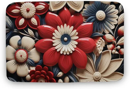 Vista 17 de Tapetes de baño de camiones rojos, girasoles y hojas de arce, tapete de puerta de Acción de Gracias o Halloween, tapete de ducha antideslizante