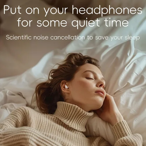 Vista 5 de Audífonos Bluetooth inalámbricos invisibles para dormir, con cancelación de ruido, discretos auriculares intrauditivos para dormir, auriculares