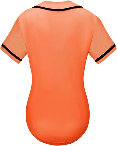 Vista 2 de babyhealthy Camiseta de béisbol para mujer, con botones, lisas, hip hop, softbol, deportiva, camiseta deportiva