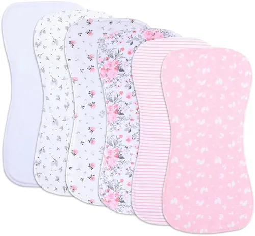 Vista 14 de Paquete de 6 paños de algodón para eructos extra absorbentes y suaves para bebés niños y niñas