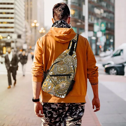 Vista 7 de Mochila bandolera unisex divertida y ajustable para senderismo, Patrón (94), Classic