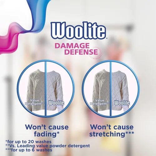 Vista 6 de Woolite Detergente para ropa Damage Defense, 33 cargas, 50 onzas líquidas, lavadoras regulares y HE, el embalaje puede variar