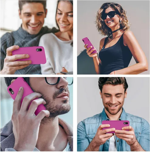 Vista 2 de Cordking Funda diseñada para iPhone XR, funda de silicona ultra delgada a prueba de golpes con [forro de microfibra suave antiarañazos], 6.1 Rosado