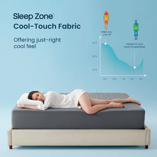 Vista 3 de Sleep Zone Protector de colchón refrescante individual, almohadilla de ropa de cama impermeable para personas que duermen con calor, cubrecolchón
