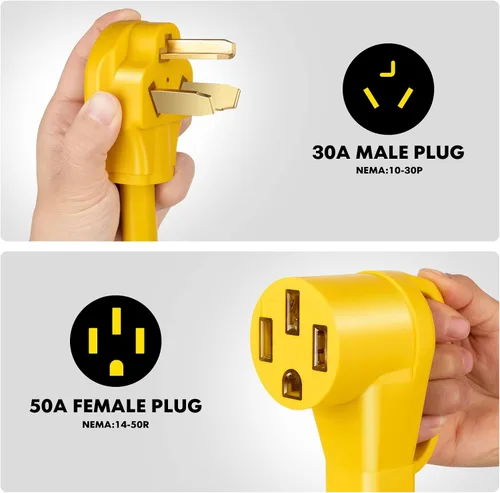 Vista 2 de JIUWFOX NEMA 10-30P a 14-50R adaptador de cargador EV para carga de nivel 2 de Tesla.