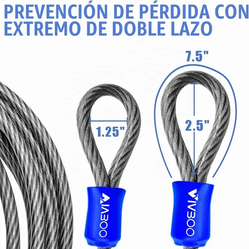Vista 5 de Candado de Seguridad de Cable de Acero de 1/2 Pulgada de Alta Resistencia con Bucles 4FT/6FT/8FT/10FT para Bicicleta, Candado de Cadena de Cable