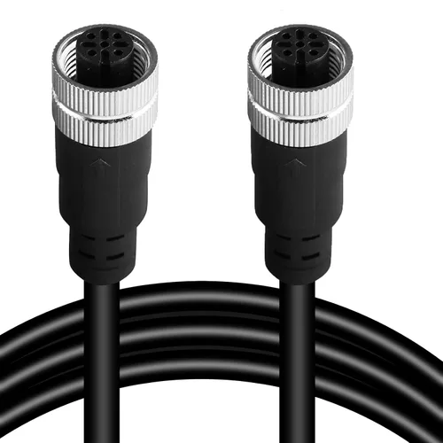 Vista 7 de Cable conector hembra doble M12 de 4 pines – Cable de extensión de sensor impermeable industrial, cable de señal seguro codificado A