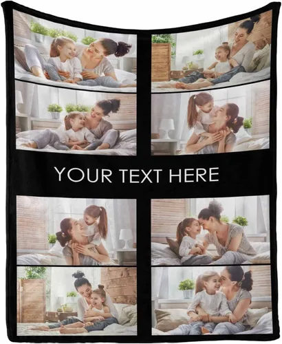 Vista 22 de InterestPrint Manta personalizada con texto y fotos, collage, regalo personalizado para cumpleaños, aniversario, boda, regalo personalizado