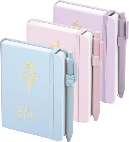 Vista 9 de 3 paquetes de cuadernos de bolsillo para diario, A6 pequeño, total 360 páginas, cuadernos para tomar notas, diarios para escritura, mini blocs