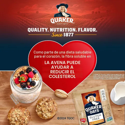 Vista 4 de Quaker - Avena Gluten Free Old Fashioned Rolled (sin gluten), Non GMO Project Verified (verificada como alimento no transgénico), bolsas resellables