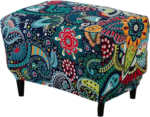 Vista 43 de Funda elástica para silla, funda otomana rectangular de almacenamiento, funda otomana para reposapiés, fundas otomanas para taburete de pie