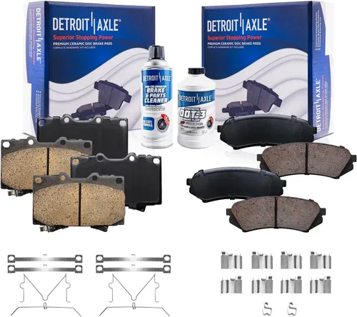 Vista 47 de Detroit Axle - Pastillas de freno para Ford F-150 99-03, 02 Lincoln Blackwood, Pastillas de freno de cerámica delanteras y traseras con repuesto