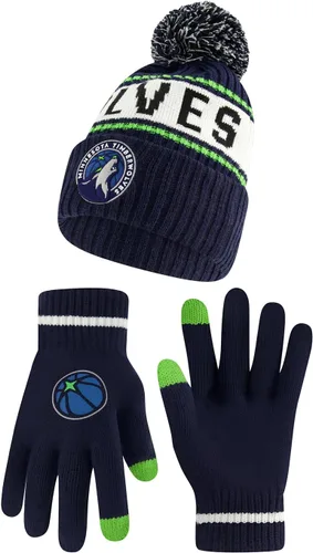Vista 9 de Ultra Game NBA - Gorro de invierno súper suave para niños y niñas, con guantes de pantalla táctil extra cálidos