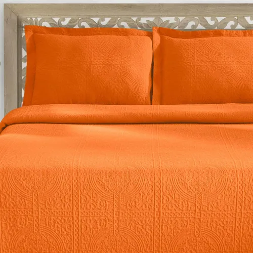 Vista 5 de Cubrecama con funda de almohada. Mandarina