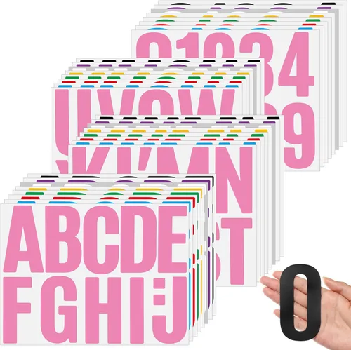 Vista 20 de Qilery 32 hojas de 0.5 pulgada de calcomanías de letras y números autoadhesivas, letras de vinilo alfabéticas de gran fuente, etiquetas de números