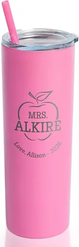 Vista 13 de Lifetime Creations Vaso de acero inoxidable grabado personalizado con popote de 20 onzas (menta), regalo para profesor, tutor, instructor