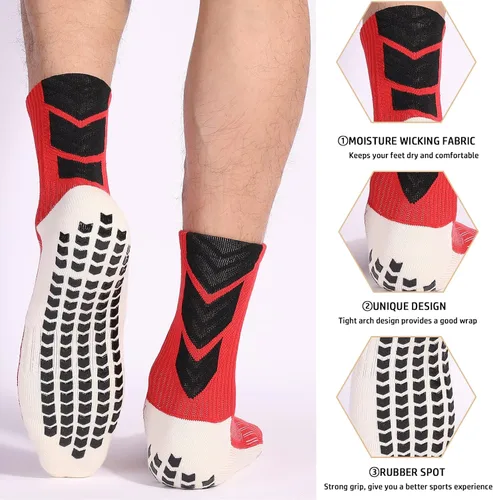 Vista 5 de QCWQMYL Calcetines de fútbol antideslizantes para hombre, 134 pares de calcetines antideslizantes para hospital, pilates, correr, calcetines
