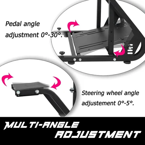 Vista 4 de Anman G25 Pro TV VR Sim Racing Simulator Cockpit Black Seat with Visualizer Monitor Stand Fit for LogitechThrustmasterFanatec G25 G27 G29 G920 G923