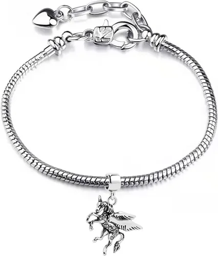 Vista 2 de Abalorio mágico de unicornio pegaso compatible con pulseras Pandora