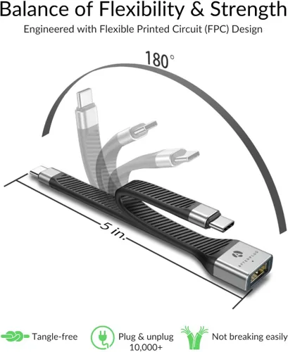 Vista 6 de Cable adaptador corto USB-C a USB-A OTG, 5 pulgadas, 10Gbps, USB-C a USB-A hembra, compatible con Thunderbolt 3/4/5 y USB4, para iPhone serie 17