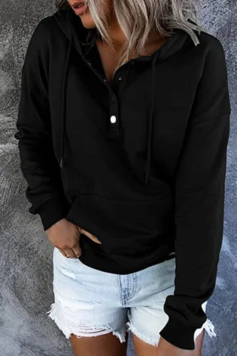 Vista 9 de NEYOUQE Sudaderas de moda para mujer, para otoño e invierno, con botones de un cuarto, sudaderas casuales de moda con cuello redondo