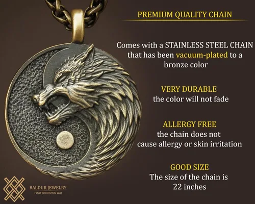 Vista 62 de Collar Yin Yang para hombre, joyería colgante de alta calidad de aspecto antiguo, regalos de Yin Yang, joyería vikinga para hombres