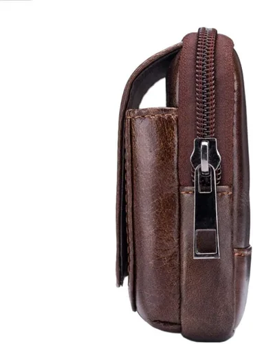 Vista 4 de Bolsa de cuero para cinturón de teléfono, bolsa horizontal para hombres, multiusos, con lazo, monedero, monedero, bolsa para teléfono celular