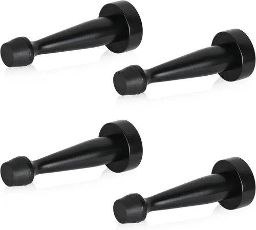 Vista 11 de QOGRISUN 's Topes de puerta negros de latón macizo resistentes, longitud total de 3-1/4 pulgadas de protector de pared decorativo con punta