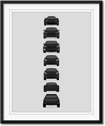 Vista 11 de Custom Car Posters Póster hecho a mano compatible con Tesla Generations e impresión de Roadster, Model S, Model X, Model 3, Model Y, Cyber Truck
