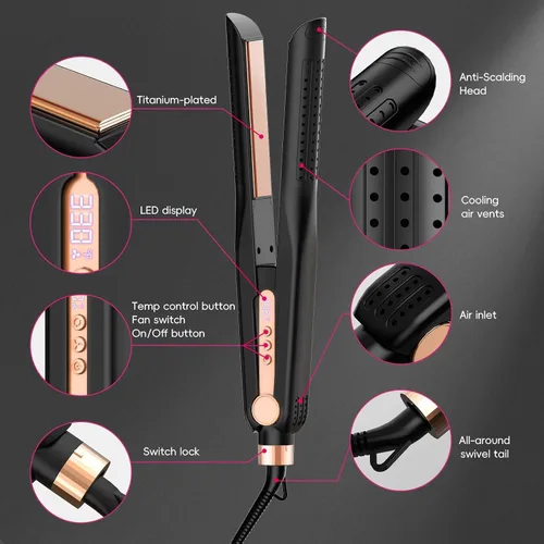 Vista 9 de SKIMI Airflow Styler 2.0 Titanium Flat Iron Hair Straightener&Curling Wand
