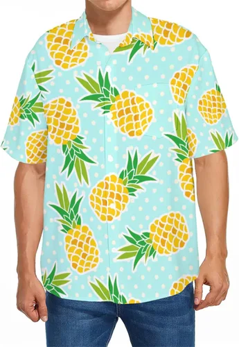 Vista 2 de XIaoHEshOP Hombres Moda Primavera Verano Casual Manga Corta Cuello Turndown Impreso Camisetas Top Blusa Hombres Camisetas Cortos