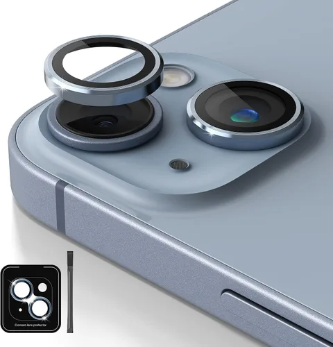 Vista 9 de [Paquete de 3] Protector de lente de cámara compatible con iPhone 13 y iPhone 13 Mini, cubierta de cámara de vidrio templado 9H de alta calidad