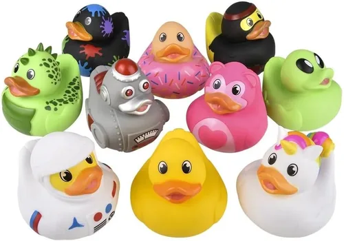 Vista 6 de Big Rubber Ducky - Mezcla coleccionable (5.5 pulgadas) de alienígena, robot, dinosaurio, splat, ninja, confeti, corazón rosa, amarillo, unicornio