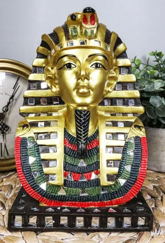 Vista 8 de Ebros - Máscara de faraón egipcio antiguo del rey TUT Estatua dorada Tutankamón Busto Figurilla