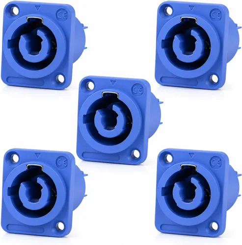 Vista 7 de Toronce - Conector macho de 3 pines AC Powercon conector azul/blanco con 14 Awg 1.5 pies PoweCable 20A/250V para pantalla LED de luz de escenario