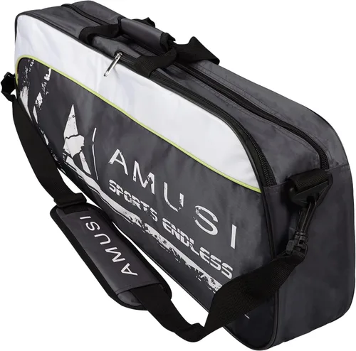 Vista 5 de Bolsa de raqueta de bádminton de tenis con capacidad para 3 – 4 unidades, con compartimento para zapatos y bolsillo lateral para hombres y mujeres