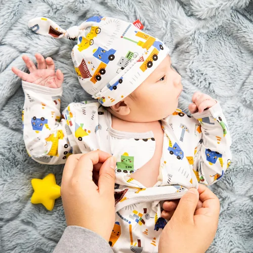 Vista 5 de Magnificent Baby Conjunto de bata y sombrero de modal magnético de 2 piezas para bebé Rosado