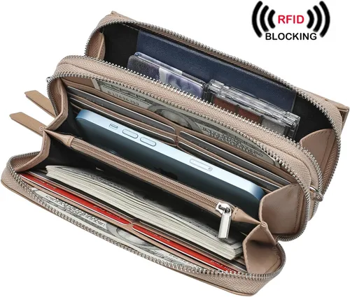 Vista 7 de Lanyani Cartera cruzada RFID con bolsillo para teléfono para mujer, cuero vegano