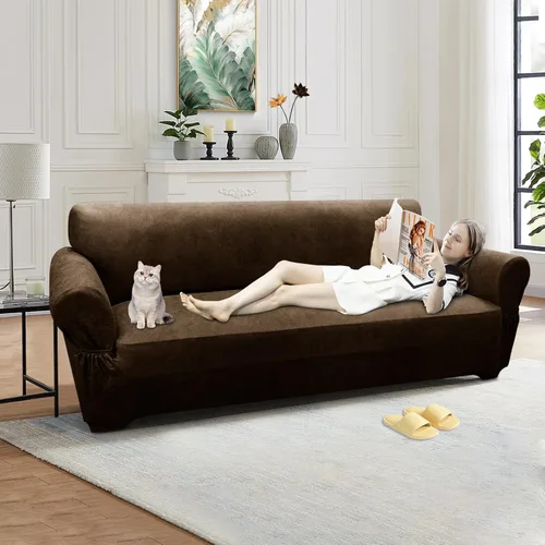 Vista 69 de Fundas para Sillón de 2 Piezas con Cojín en T, Fundas de Aspecto de Cuero para Sofá, Fundas para Sillas, Protector de Muebles Elástico, Funda