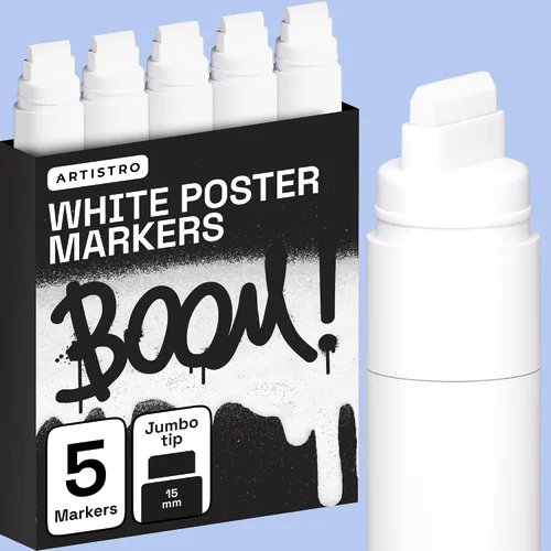 Vista 18 de ARTISTRO – 5 rotuladores de pintura acrílica negros a base de agua para marcado de vidrio, pintura en roca, cerámica, madera, llanta, tela, metal