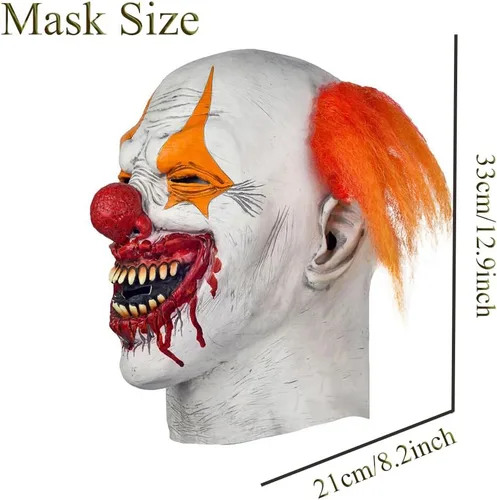Vista 5 de Clown Joker Mask Scary Evil Funny Clown Costume Horror Latex Masks Halloween Carnival Costume Party Adult
