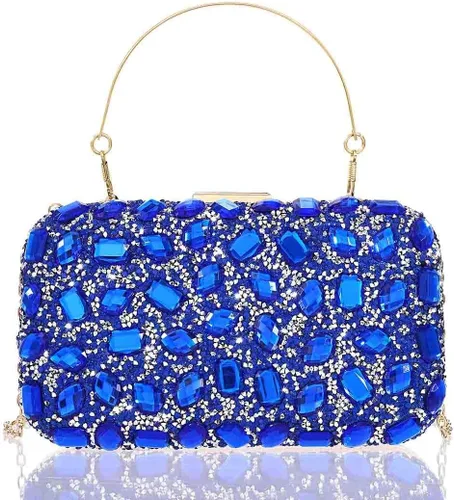 Vista 2 de Yokawe 4 piezas de bolsos de mano con diamantes de imitación para mujer, bolsa de noche brillante, para novia, boda, joyería, fiesta, baile