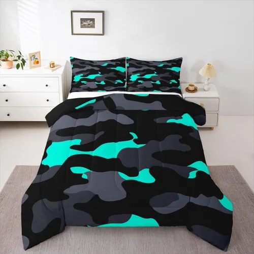 Vista 26 de Erosebridal Juego de ropa de cama abstracta con diseño de olas marinas tamaño Queen, juego de edredón y juegos de ropa de cama con temática de playa