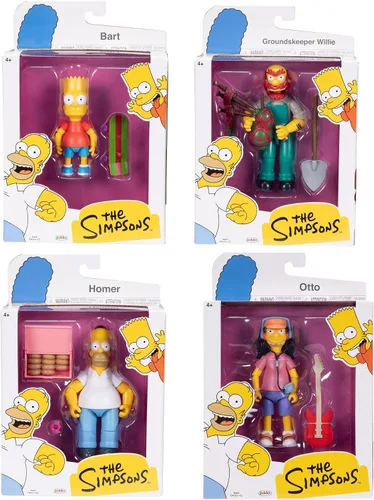 Vista 7 de JAKKS Pacific Disney - Figuras de acción de Los Simpson, paquete de 4 figuras coleccionables de 5 pulgadas de Wave 1, Homer, Bart, Groundskeeper