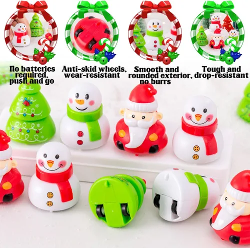 Vista 6 de Baaxxango 30 piezas de juguetes de Navidad para tirar hacia atrás, mini autos, regalos de fiesta para premios de aula, rellenos de piñata
