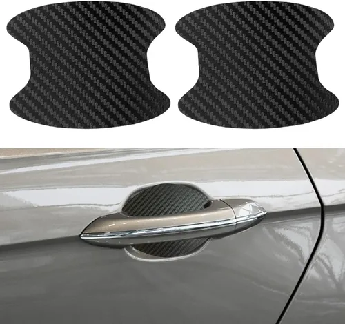 Vista 7 de kingsea 4 protectores contra arañazos para manija de puerta de automóvil, textura magnética extraíble de fibra de carbono 3D, textura de fibra