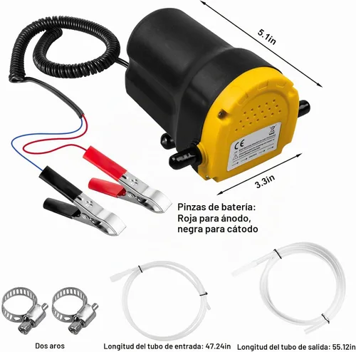 Vista 2 de Bomba extractora de aceite de 12V 60W, bomba de cambio de aceite mejorada, bomba extractora de transferencia de líquido diesel de succión